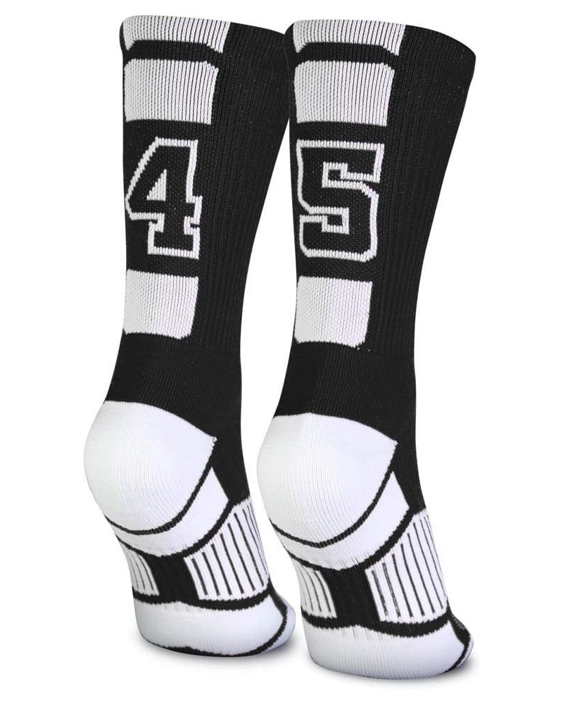 Custom Team Number Crew Socks | Youth & Adult Athletic Socks Black | Choose Your Number 45 Or 54 Team Number $10.07 Socks