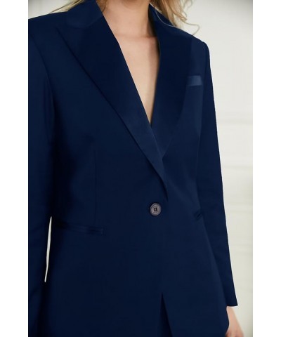 Satin Peaked Lapel Womens Suits 3 Piece Set Womens Suits for Work Professional Suits for Women Navy $36.40 Suits