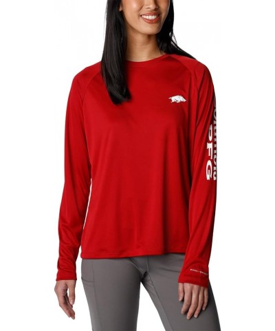 Women's Collegiate Tidal Tee Ls Shirt Arkansas Razorbacks Large Ark - Red Velvet, White $11.61 T-Shirts