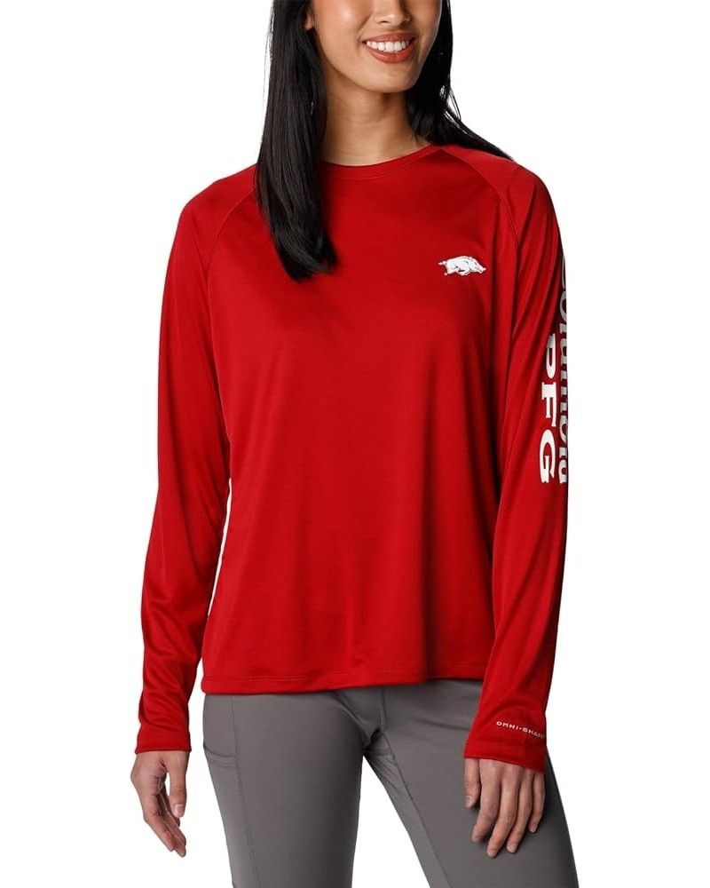 Women's Collegiate Tidal Tee Ls Shirt Arkansas Razorbacks Large Ark - Red Velvet, White $11.61 T-Shirts