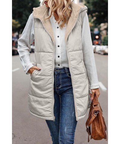 Women's Long Puffer Vest Jacket Sleveless Hoodies Full Zipper Sleeveless Down Coats Thickened Warm Windbreakers Za-khaki $13....