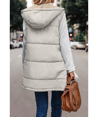 Women's Long Puffer Vest Jacket Sleveless Hoodies Full Zipper Sleeveless Down Coats Thickened Warm Windbreakers Za-khaki $13....