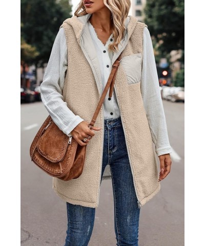 Women's Long Puffer Vest Jacket Sleveless Hoodies Full Zipper Sleeveless Down Coats Thickened Warm Windbreakers Za-khaki $13....