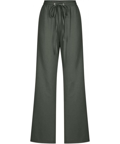 Women High Waisted Wide Leg Pants Casual Drawstring Elastic Trousers Comfy Straight Leg Long Pants Solid Color Hiking Pants A...