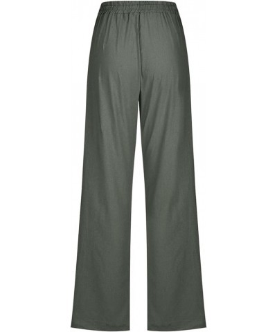 Women High Waisted Wide Leg Pants Casual Drawstring Elastic Trousers Comfy Straight Leg Long Pants Solid Color Hiking Pants A...