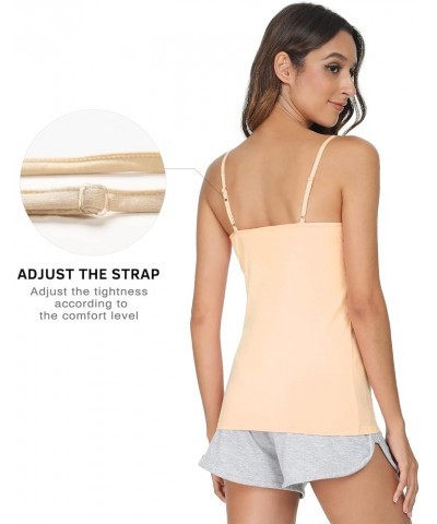 Women's Basic Solid Camisole Adjustable Spaghetti Strap Tank Top 4 Pack - Black/Apricot/Beige/Pink $10.00 Tanks