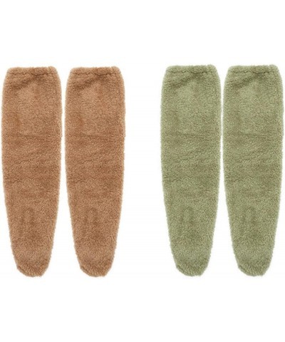 Women's Leg Warmers Thigh High Stockings for Women Warm Slipper Socks Women Cute Teddy Legs Socks 2pcs H05 Green+brown $9.66 ...