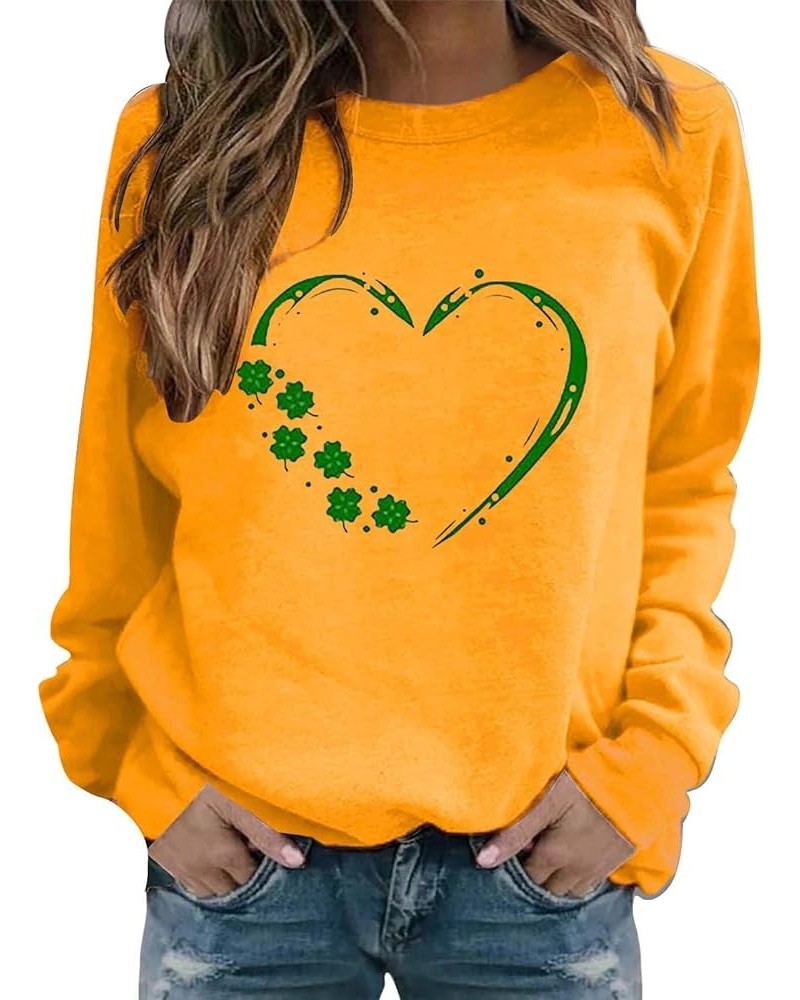 Women's St Patrick's Day T Shirts Shamrock Clover Print Long Sleeve Shirts Fashion Holiday for Women Yellow 3 $9.51 Underwear