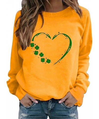 Women's St Patrick's Day T Shirts Shamrock Clover Print Long Sleeve Shirts Fashion Holiday for Women Yellow 3 $9.51 Underwear