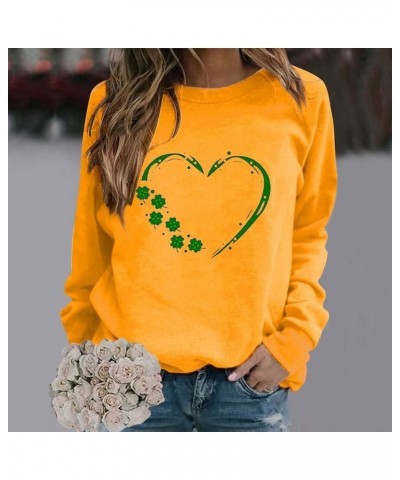 Women's St Patrick's Day T Shirts Shamrock Clover Print Long Sleeve Shirts Fashion Holiday for Women Yellow 3 $9.51 Underwear