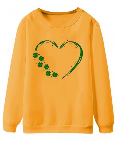 Women's St Patrick's Day T Shirts Shamrock Clover Print Long Sleeve Shirts Fashion Holiday for Women Yellow 3 $9.51 Underwear