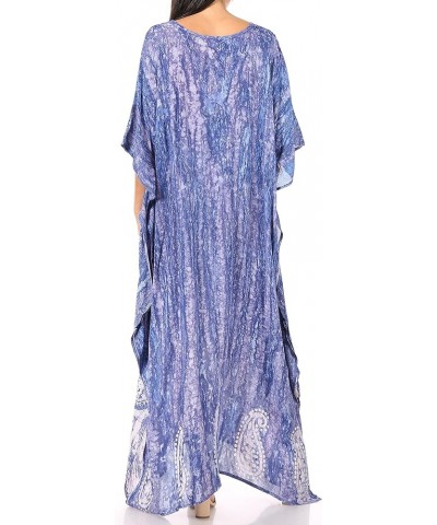 Tacy Women's Casual Boho Summer Maxi Dress Caftan Kaftan Cover-up LougeWear 10-indigo $16.79 Swimsuits