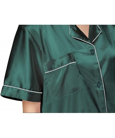 Women's Silky Satin Pajamas Sleepwear Short and Long Button-Down Pj Set Green01 $9.14 Sleep & Lounge