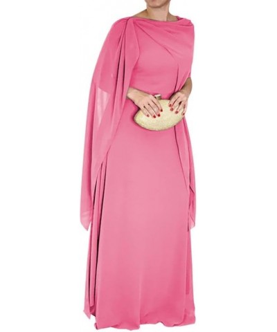 Mother of The Bride Dresses for Wedding Long Evening Formal Dress Chiffon Wedding Guest Groom Dresses with Cape Rose Pink $38...