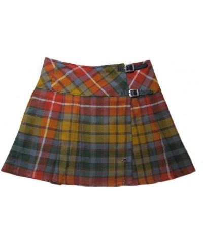 Womens 20" Plaid Knee Length Kilt Billie Skirt Leather Buckled Straps Antique Buchanan $16.75 Skirts