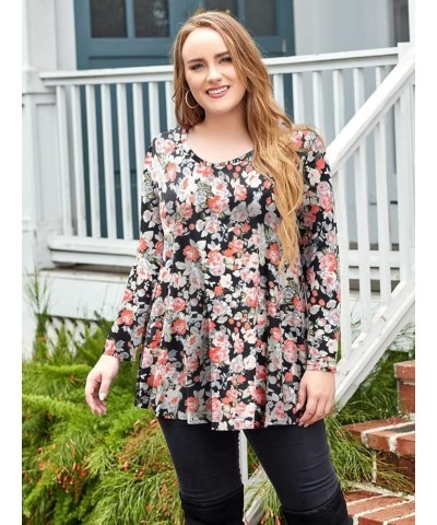 Long Sleeve Tunics Tops Plus Size for Women V Neck Loose Fit Flowy Clothing for Leggings A-black15 $15.65 Tops