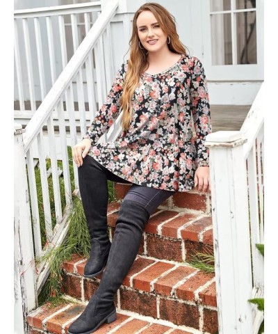 Long Sleeve Tunics Tops Plus Size for Women V Neck Loose Fit Flowy Clothing for Leggings A-black15 $15.65 Tops