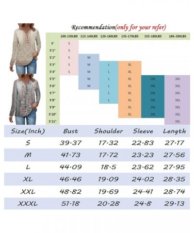 Women's Fashion V Neck Long Sleeve Fall Winter Button Up Sweatshirts Classic Plaid Print Casual Pullover Blouse Tops Khaki-n3...