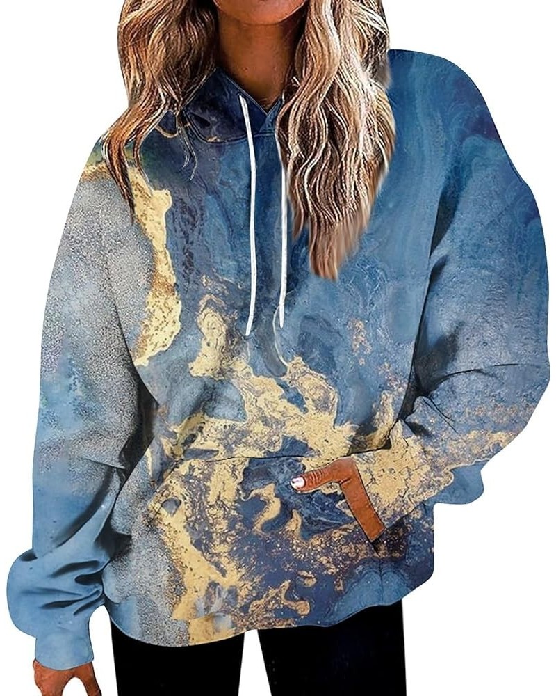 Hoodies For Women,Women's Fashion Tie Dye Hooded Pullover Oversized Casual Comfy Drawstring Sweatshirt With Pockets 1-blue $1...