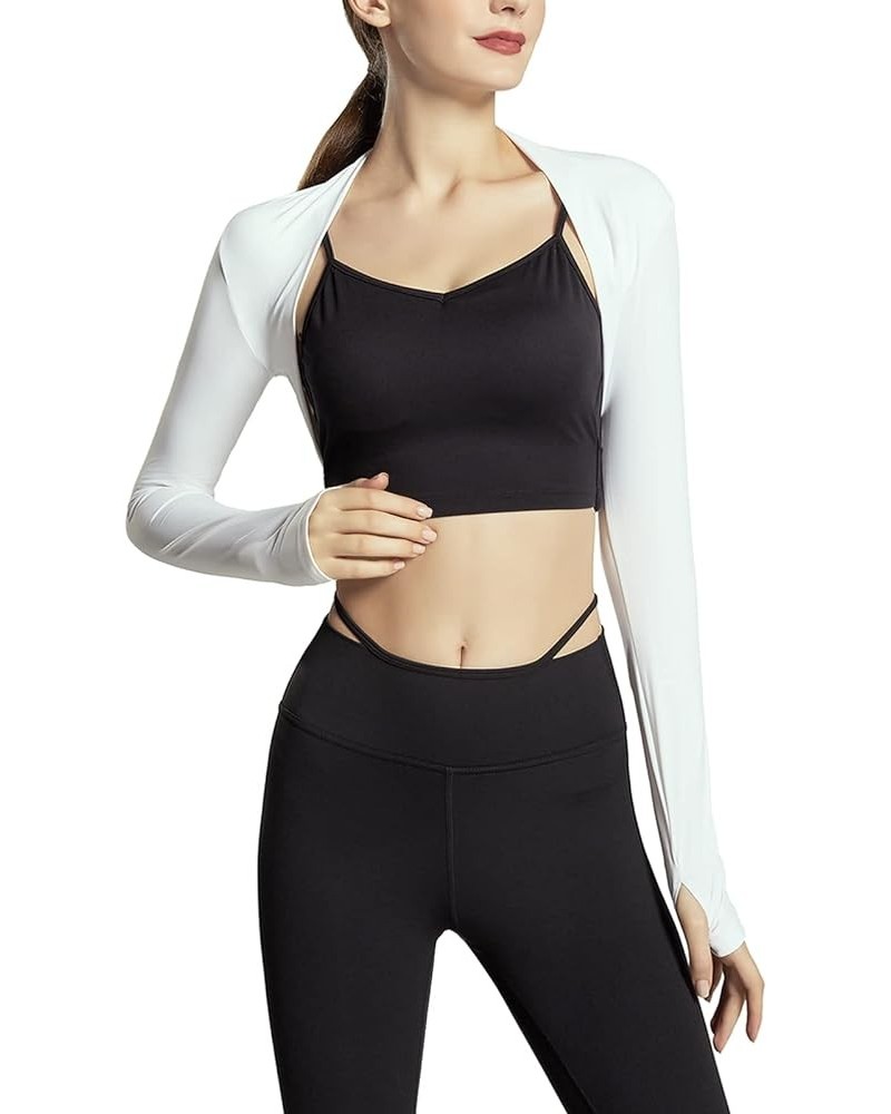 Shawl Arm Sleeves for Women Sun Protection Athletic Shrug Long Sleeve Crop Tops Yoga Sports Bolero White-new $13.63 Sweaters