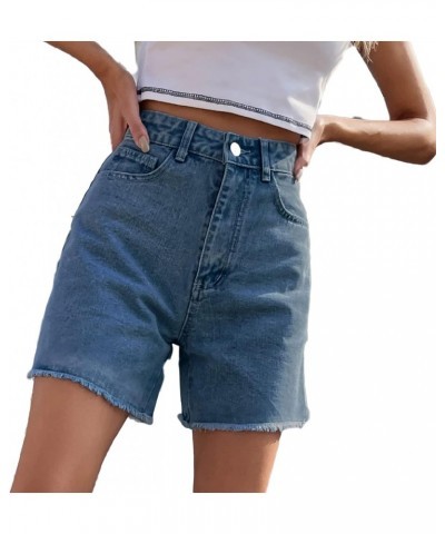 Women High Waisted Jean Shorts Baggy Casual Trendy Denim Shorts Button Waistband Joggers Athletic Cut Off Shorts with Raw Edg...