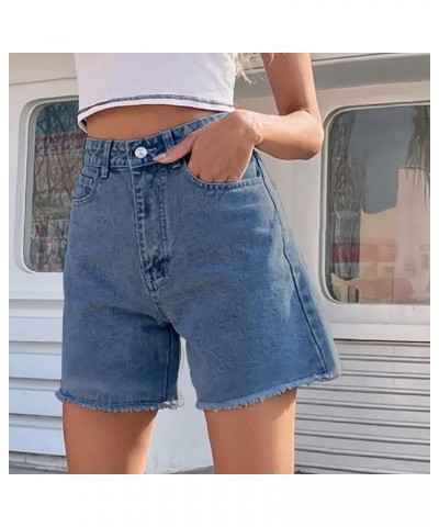 Women High Waisted Jean Shorts Baggy Casual Trendy Denim Shorts Button Waistband Joggers Athletic Cut Off Shorts with Raw Edg...