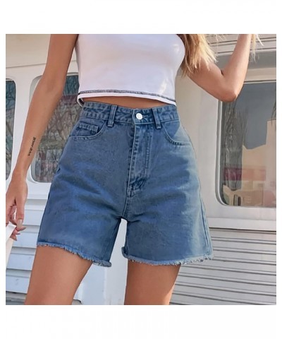 Women High Waisted Jean Shorts Baggy Casual Trendy Denim Shorts Button Waistband Joggers Athletic Cut Off Shorts with Raw Edg...