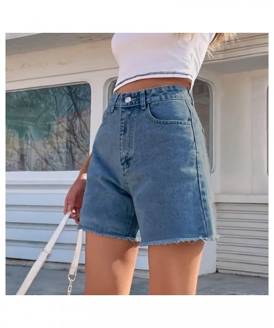 Women High Waisted Jean Shorts Baggy Casual Trendy Denim Shorts Button Waistband Joggers Athletic Cut Off Shorts with Raw Edg...