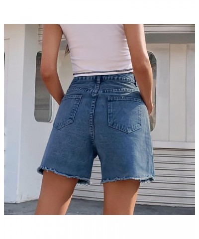 Women High Waisted Jean Shorts Baggy Casual Trendy Denim Shorts Button Waistband Joggers Athletic Cut Off Shorts with Raw Edg...