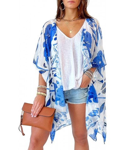 Swimsuit Coverup for Women Kimono Cardigan Beach Floral Boho Print Resort Wear Mothers Day Gift Blue Paisley $14.48 Swimsuits