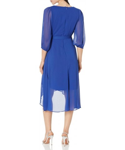 Women's Balloon Half Sleeve Faux Wrap Midi Dress Deep Cobalt $29.20 Dresses