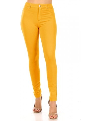 Women's Casual Stretch Button Zip Closure Mid Rise Comfort Skinny Ponte Pants Hpa01064 Dark Mustard $14.56 Pants