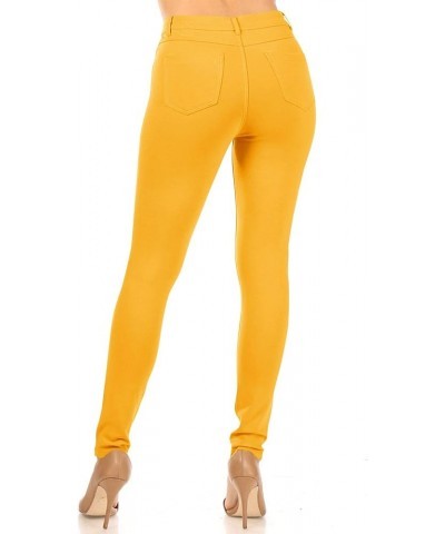 Women's Casual Stretch Button Zip Closure Mid Rise Comfort Skinny Ponte Pants Hpa01064 Dark Mustard $14.56 Pants