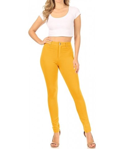 Women's Casual Stretch Button Zip Closure Mid Rise Comfort Skinny Ponte Pants Hpa01064 Dark Mustard $14.56 Pants