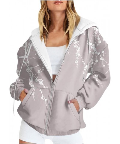 Womens Fall Fashion,Women's Long Sleeve Floral Print Sweatshirt Long Sleeve Pocket Jacket Zipper Hoodie Coat 3-beige $13.53 J...