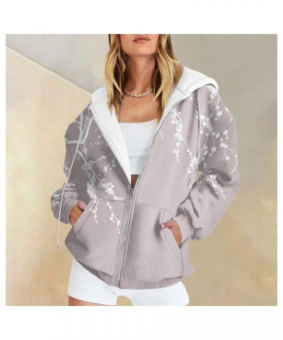 Womens Fall Fashion,Women's Long Sleeve Floral Print Sweatshirt Long Sleeve Pocket Jacket Zipper Hoodie Coat 3-beige $13.53 J...