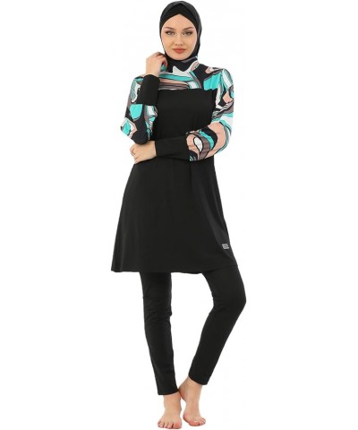 Islamic Long Sleeve Swimsuits for Women Modest Muslim 5 PCS | Full Cover Rash Guard Burkini | Arabic Swimwear Black Iv / Xl $...