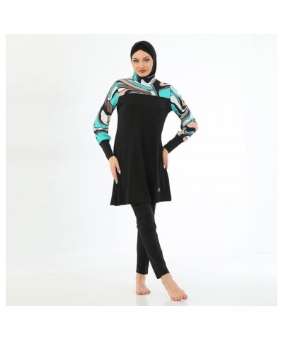 Islamic Long Sleeve Swimsuits for Women Modest Muslim 5 PCS | Full Cover Rash Guard Burkini | Arabic Swimwear Black Iv / Xl $...