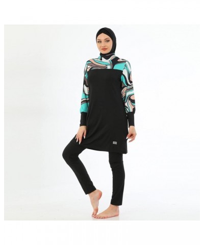 Islamic Long Sleeve Swimsuits for Women Modest Muslim 5 PCS | Full Cover Rash Guard Burkini | Arabic Swimwear Black Iv / Xl $...