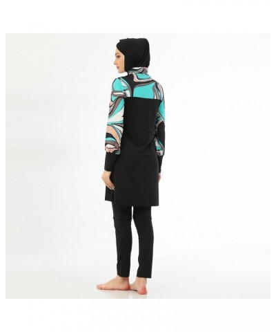 Islamic Long Sleeve Swimsuits for Women Modest Muslim 5 PCS | Full Cover Rash Guard Burkini | Arabic Swimwear Black Iv / Xl $...