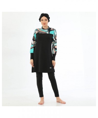 Islamic Long Sleeve Swimsuits for Women Modest Muslim 5 PCS | Full Cover Rash Guard Burkini | Arabic Swimwear Black Iv / Xl $...