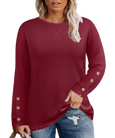 Plus Size Tops for Women Casual Long Sleeve Shirt Loose Blouses Tunics Fall Pullover XL-5XL A11b-red $14.49 Tops