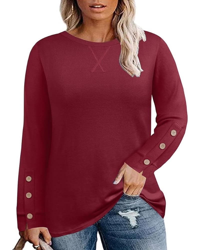 Plus Size Tops for Women Casual Long Sleeve Shirt Loose Blouses Tunics Fall Pullover XL-5XL A11b-red $14.49 Tops