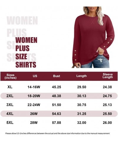 Plus Size Tops for Women Casual Long Sleeve Shirt Loose Blouses Tunics Fall Pullover XL-5XL A11b-red $14.49 Tops