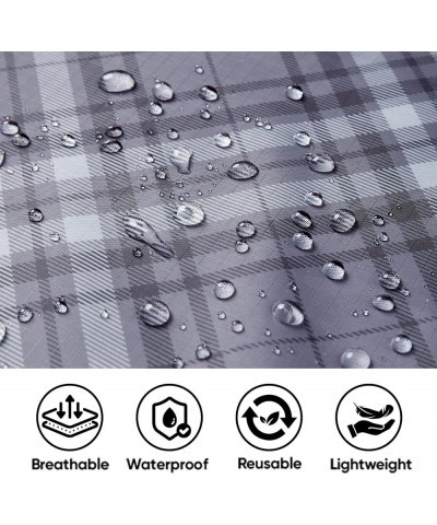 Hooded Rain Poncho for Adult with Pocket, Waterproof Lightweight Unisex Raincoat for Hiking Camping Emergency Grey Grid 1/4 Z...