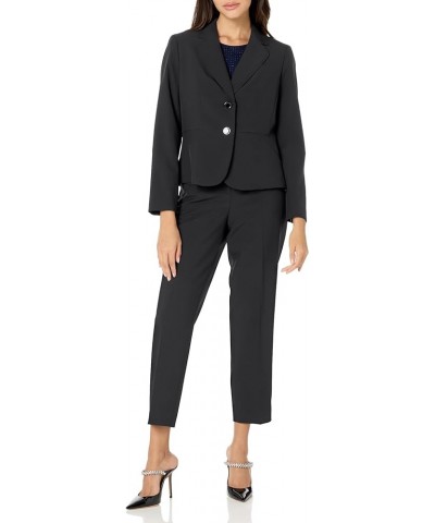 Women's Petite 2 Button Wasit Seam Jacket & Elastic Back Pant Black $43.14 Suits