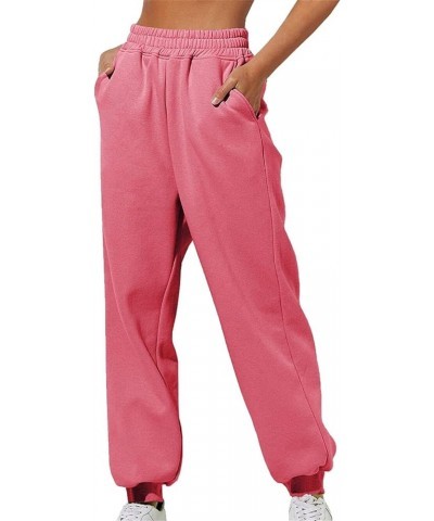 Sweatpants Women Baggy Plus Size High Waisted Cozy Jogging Pants Pure Color Leisure Exercise Yoga Trousers F-hot Pink $7.97 A...