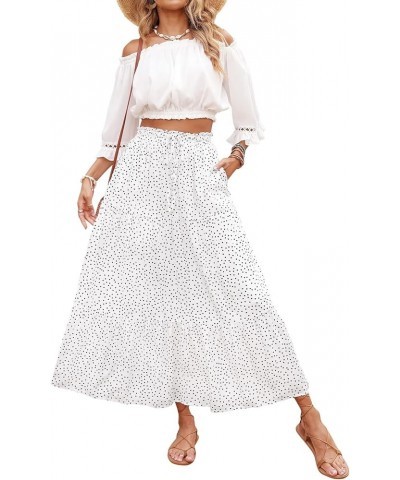 Women's Boho Floral Print Elastic High Waist Pleated A Line Midi Skirt Dotivory $21.56 Skirts