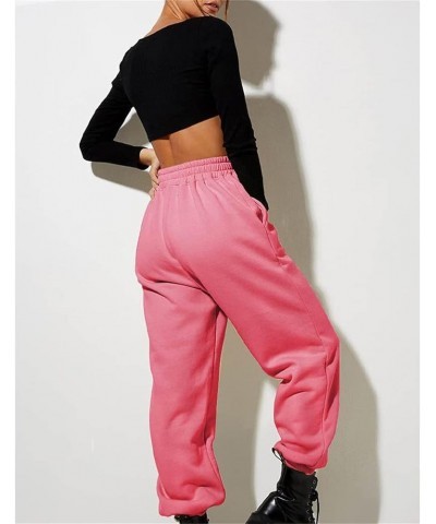 Sweatpants Women Baggy Plus Size High Waisted Cozy Jogging Pants Pure Color Leisure Exercise Yoga Trousers F-hot Pink $7.97 A...