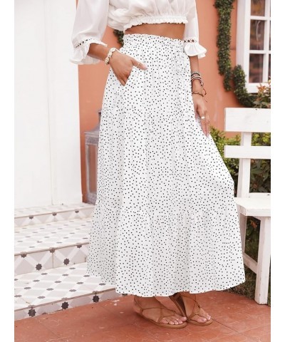 Women's Boho Floral Print Elastic High Waist Pleated A Line Midi Skirt Dotivory $21.56 Skirts